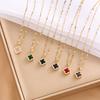 Multi-Coloured Zirconia Four-Leaf Clover Necklace Women Personalised Fashion Niche Collarbone Chain Design Necklace