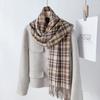 Ретро шарф в клетку высокого класса осень и зима имитация кашемира простой теплый платок студенческий стиль утолщенный шарф