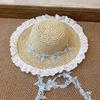 Breathable Vacation Beach Cap with Garland Woven Sun Cap Big Brimmed Straw Hat  Masquerade