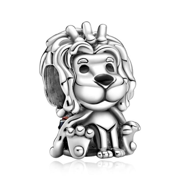 Silver Animal Cat Panda Rabbit Rabbit Lion Owl Unicorn Horse Jewelry Pendant Bracelet DIY Fit Original Bracelet