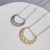Stylish Lunar Cutout Necklace Stainless Steel Moon Charm Neck Chain Adjustable Length Clavicular Chain for Women Girls