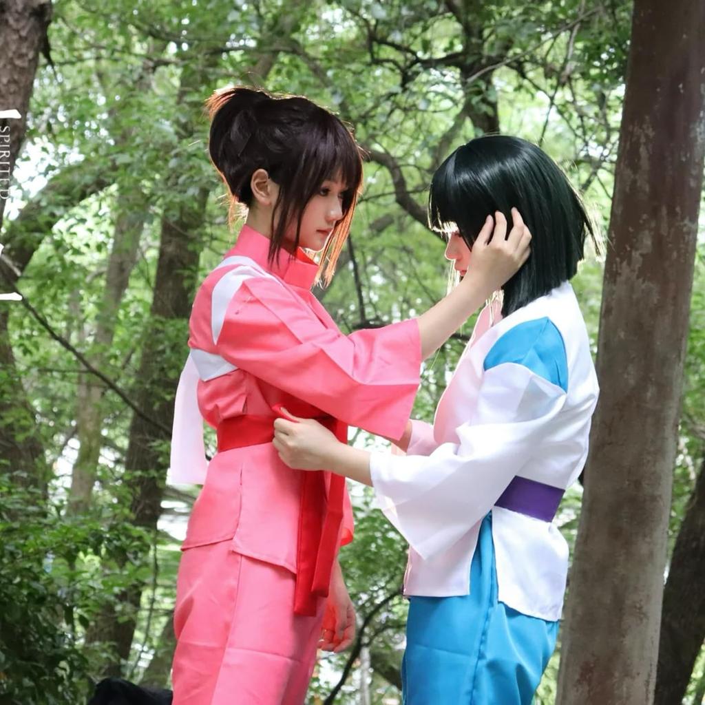 Комплект костюма японского кимоно Fansaara белого и розового цвета для аниме, школы, культурных мероприятий и фотосессий. Размер женский косплей, кино, Хэллоуин, Рождество,