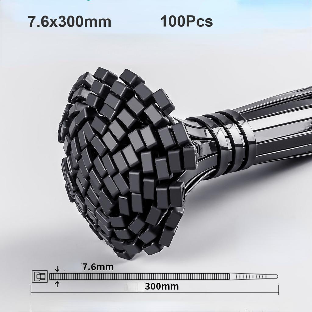 100Pcs Heavy Duty Self-locking Plastic Nylon Tie Wrap, Strong and Reliable Cable Ties