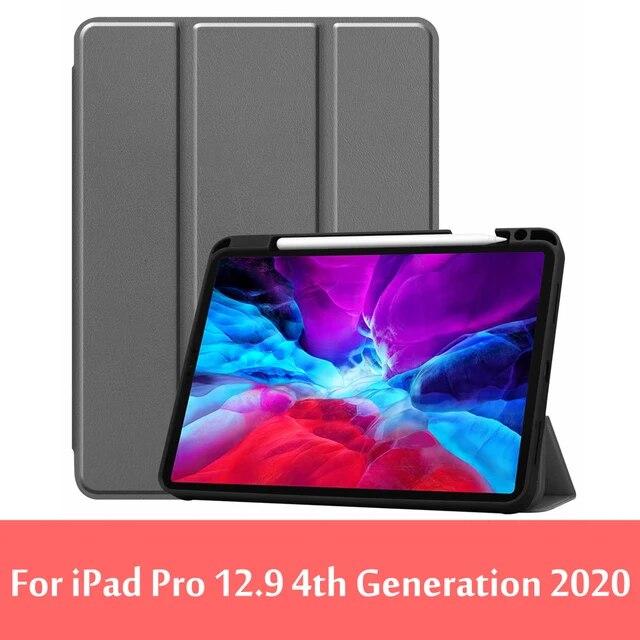 Магнитный тройной чехол для iPad Pro 12.9 2020, чехол с функцией автоматического сна/пробуждения 4-го поколения Funda