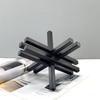 Simple Modern Black Metal Geometric Interlaced Ornaments Office Creative Long-shaped Art Small Ornaments