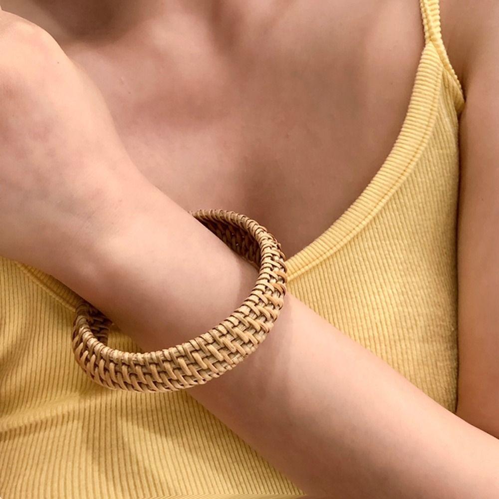 Классический плетеный браслет из ротанга, винтажный богемный плетеный браслет, браслет в этническом стиле, отпуск