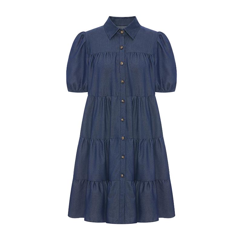 Sally Denim Tiered Flare Mini Dress_I6B-Cop051