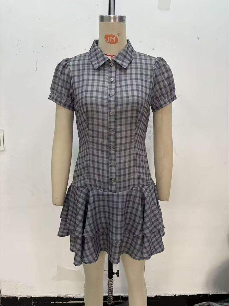2025 Autumn/Winter Women's Plaid Layered Dress - Academy Style