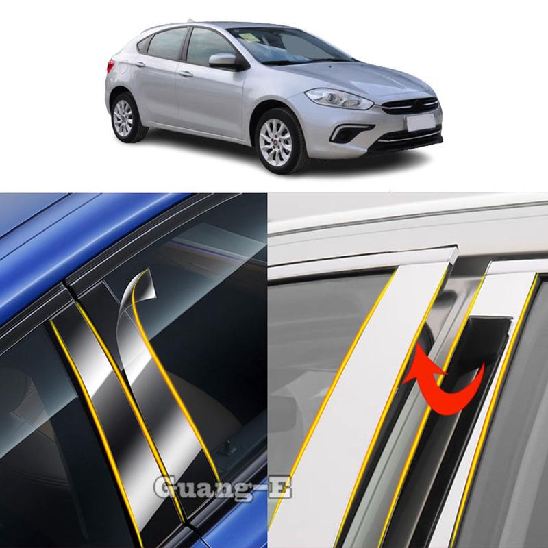 Car TPU/Glossy Mirror Pillar Post Cover Door Trim Window Molding Stickers Accessories For Fiat Ottimo 2014 2015 2016 2017 2018