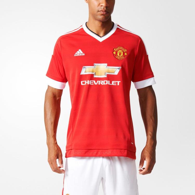 Adidas Манчестер Юнайтед 15-16 сезон тренировочная футбольная футболка с короткими рукавами мужские топы красные AC1414