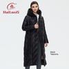 HaiLuoZi 2022 женская зимняя куртка, модное длинное плотное женское пальто до колена, уникальный дизайн, хлопковые парки с диагональным поясом 6037