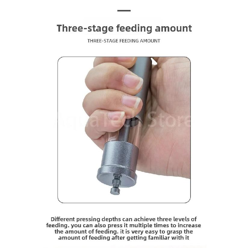 AQUAPRO F1/F2 Aluminum Fish Feeder - Precision Press-Type Food Dispenser for Small Aquarium Fish - Adjustable Portion Control
