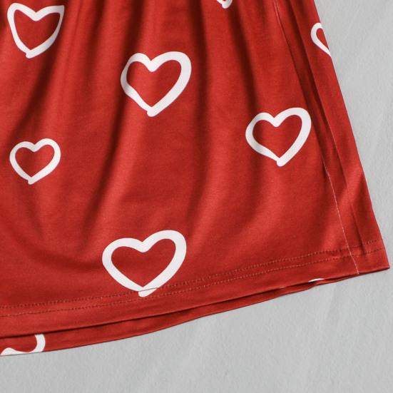 Women Ruffle Cap Sleeve Pajama Set Heart Print Top And Shorts Sleepwear Set Summer Casual Two-Piece Nightwear Lounge Set