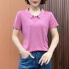 Women's Summer Casual Cotton Polo Shirt - Versatile Short-Sleeve with Lapel, Age-Reducing and New Temperament Style