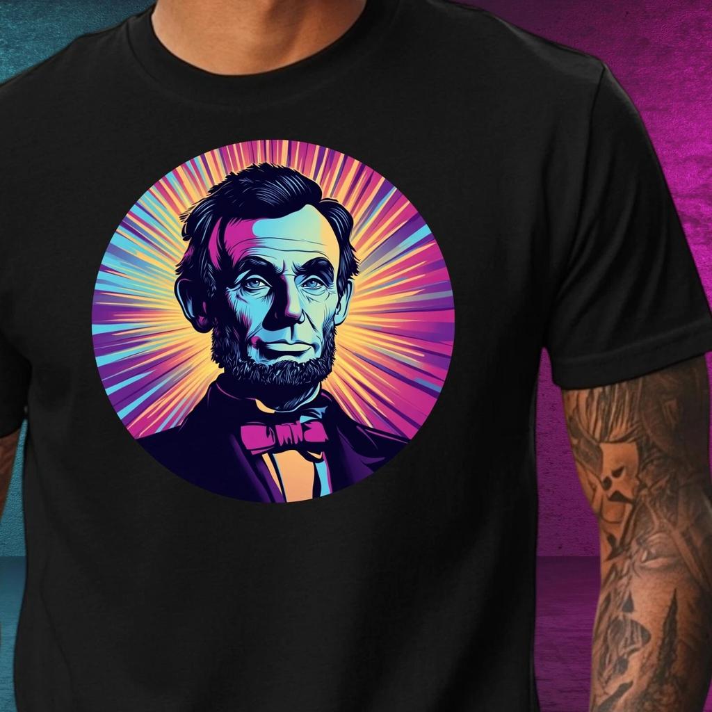 T-Shirt Herren Abraham Lincoln Pop Art Motiv Baumwolle Größe XS bis 5XL