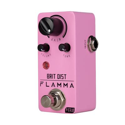 FLAMMA FC20 Distortion Pedal Педаль электрогитары Эффект искажения с высоким коэффициентом усиления, регулируемый с помощью регулятора средних частот True Bypass Distortion Pink