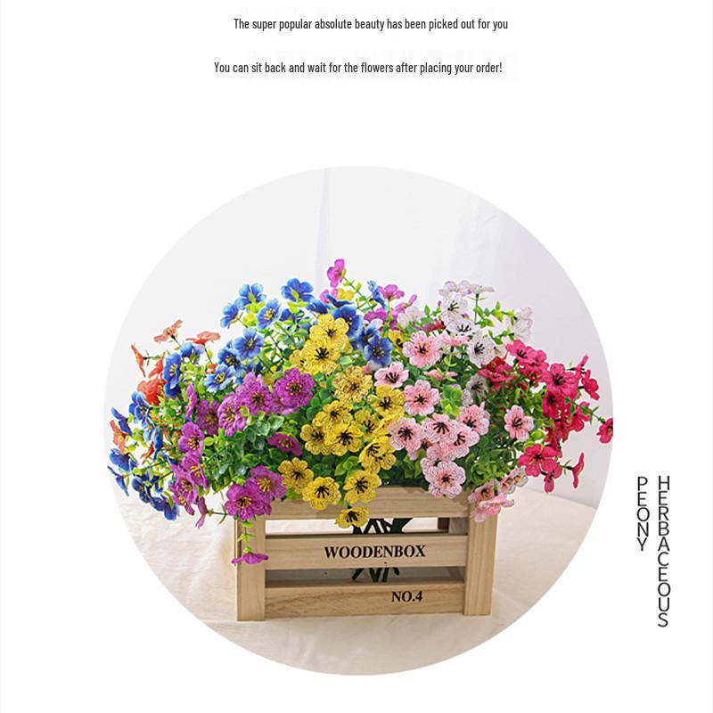 Искусственный шелковый цветок эвкалипта с 7 ветками, фиолетовый, для украшения обеденного стола