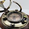 Gilbert  Sons London Brass Sundial Compass With Wooden Box, Brass Nautical