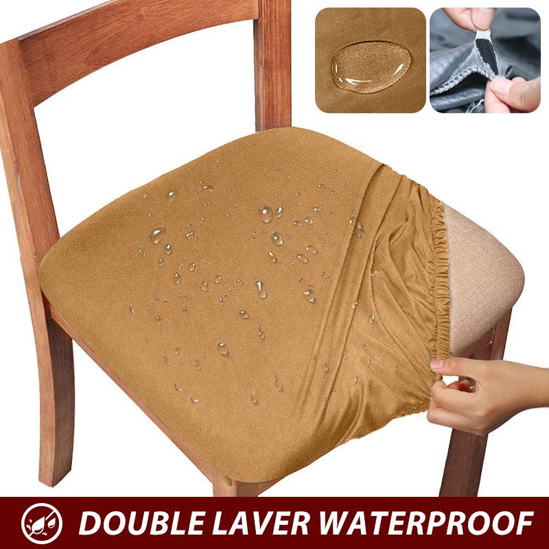 Waterproof Spandex Dining Chair Cover Removable Solid Elastic Seat Protector For Home Kitchen