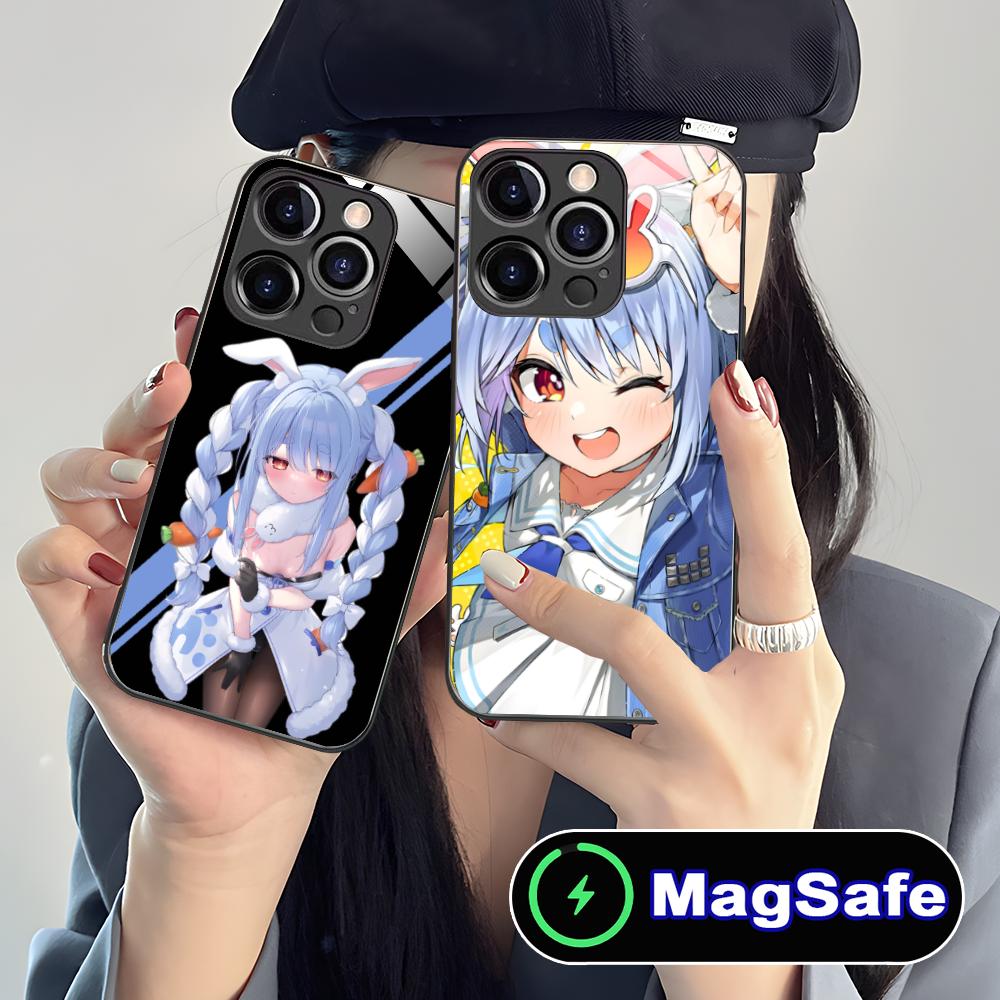 Б/у Чехол для телефона с аниме Пекора для iPhone 16 15 14 13 12 11 Pro Max Plus Mini MagSafe Стеклянный Цветной Защитный Смартфон Роскошный