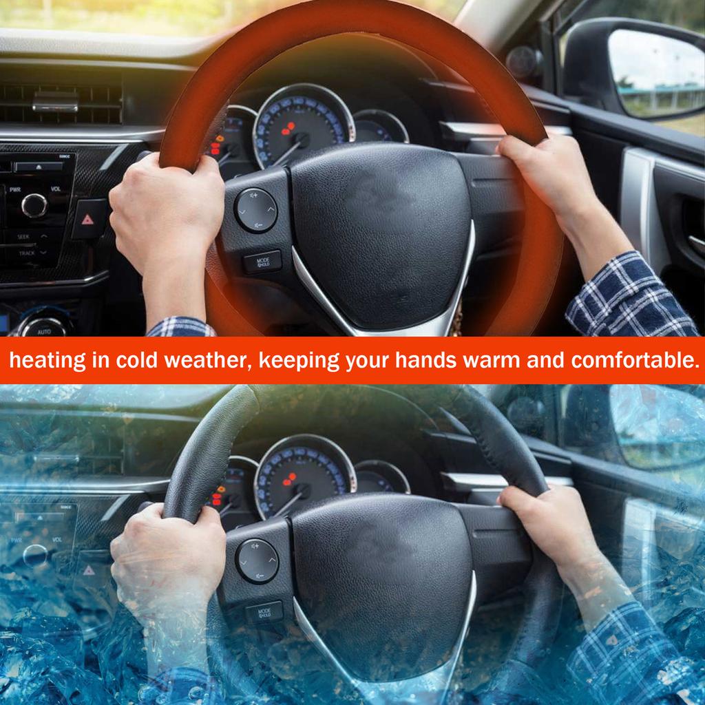 Auto Heated Steering Wheel Cover Universal Size Quickly Heating Driving Hands Warmth Steering Wheel