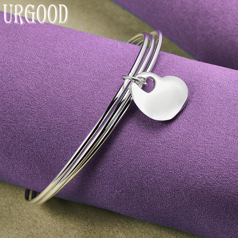 Браслет в форме сердца из стерлингового серебра 925 пробы с тремя кольцами, модные ювелирные изделия