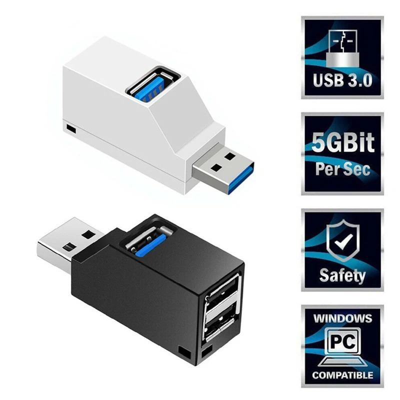 3-портовый USB 3.0-концентратор, мини-USB-адаптер, разветвитель, OTG-адаптер, 5 Гбит/с, высокоскоростное U-ридер для портативных ПК