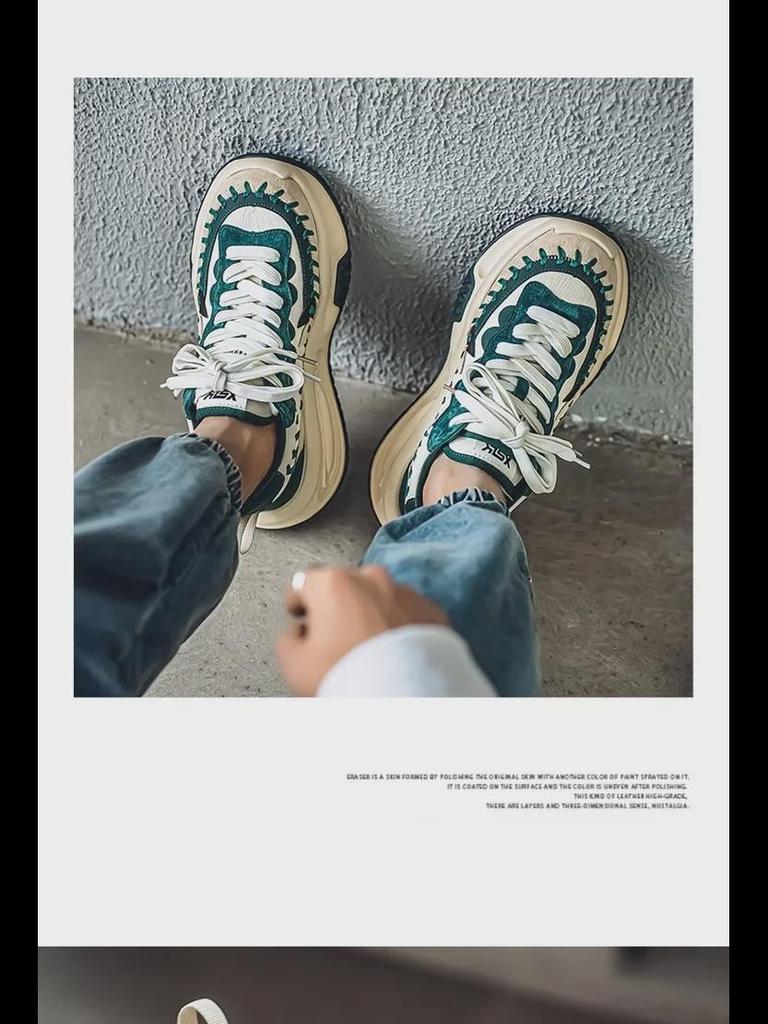 Повседневная мужская спортивная обувь TikTok — толстая подошва, кожаные кроссовки Dad, увеличивающие рост, студенческая обувь с низким верхом