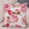 Rose Red Flower Pillowcase Decorative Bird Flower Plant Pillowcase Cushion Sofa Home Car