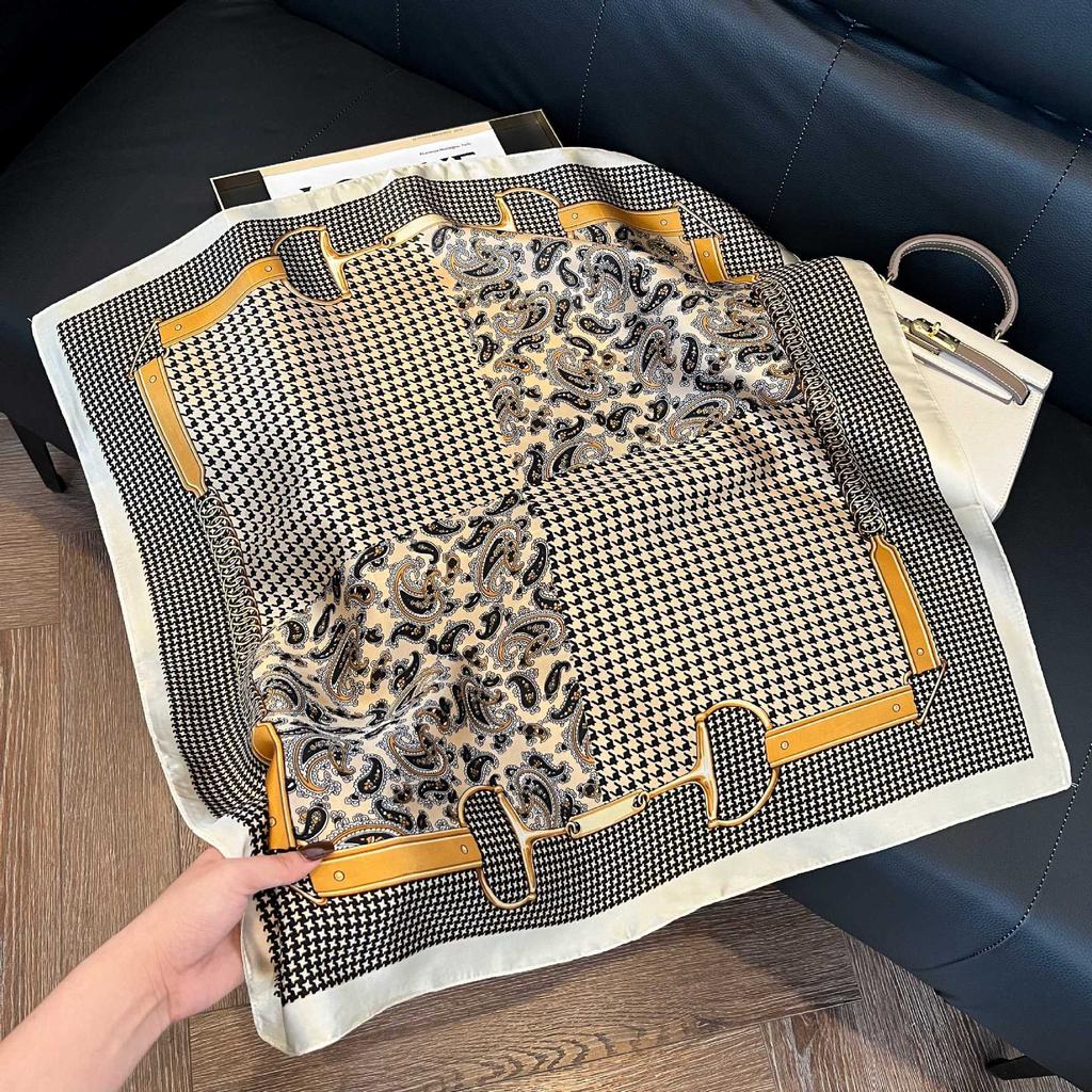 Luxury Paisley Square Scarf Women Print Satin Neckerchief Spring Hair Band Foulard Bandana Echarpe Tie Shawl Wraps