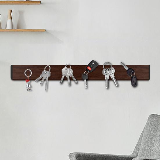 Магнитный держатель ножа 16-дюймовое настенное крепление без сверления Прочная конструкция из дерева Мощная магнитная лента для кухонной утвари Инструменты Ключи Стойка для ножей Органайзер