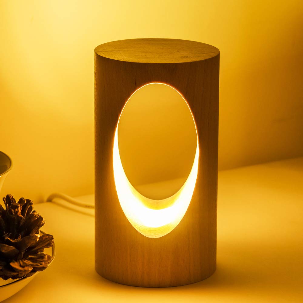 LED Wooden Desk Lamp, Bedroom Bedside Night Light, Dimmable LED Lighting, Creative Home Decor Table Lamp, Unique Housewarming Gift