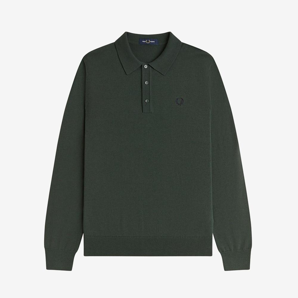 FRED PERRY [Sharp] Long Sleeve Classic Knit Shirt - Coat Green Afpm2534535-X89