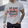 Men T Shirt Summer Tops Eat Sleep Fix Cars Repeat Classic T-Shirt Plus Size Tee Shirt Homme Oversized T-shirt Short Sleeve Tees