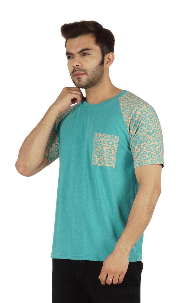 Inkmeso Raglan Short Sleeves T-Shirt For Men  S Loose Fit Printed Casual Tee W  Patch