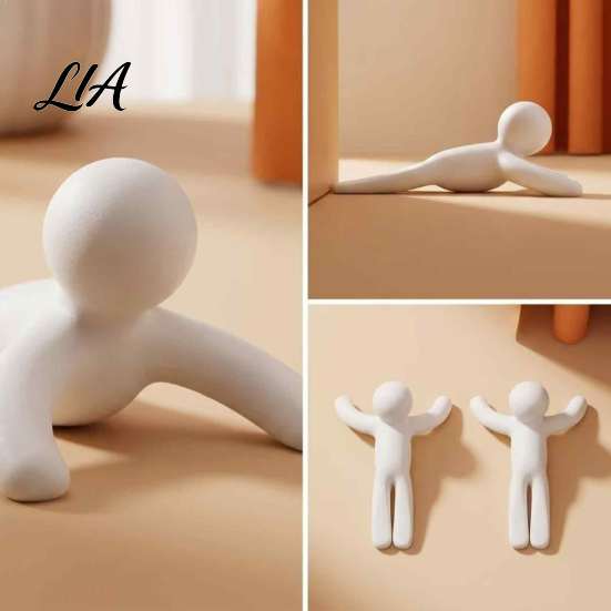 Unique Desktop Ornament 2Pcs Funny Little Guy Door Stopper, 3D Printed Decorative Creative Housewarming Gift Stop, Novelty Human Shaped Wedge,