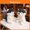Cute Cartoon Handheld Rose Husky Plush Stuffed Toy Pillow For Room Decoration