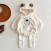Детская одежда Милый медведь Детский комбинезон осень зима плюс бархатный с капюшоном комбинезон мягкие теплые топы брюки комплект одежды для малышей