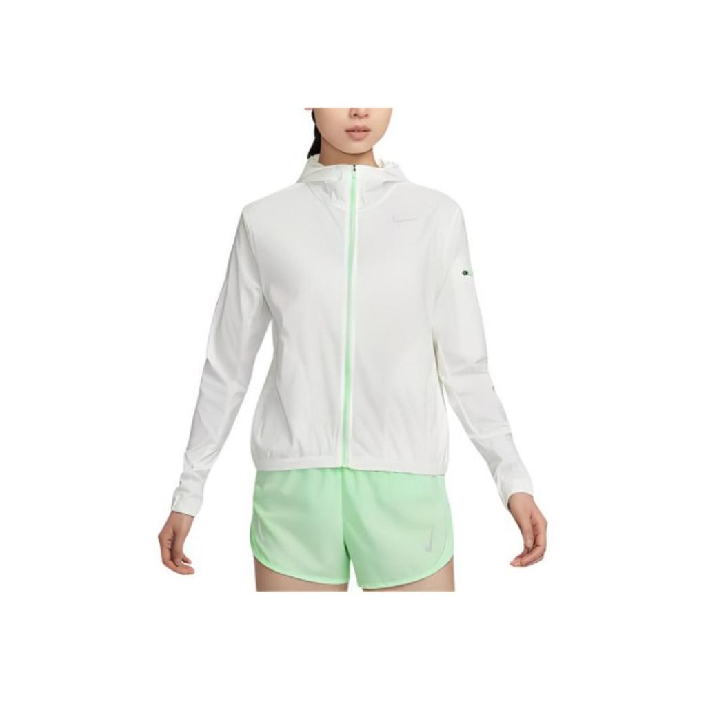 Nike Алфавитный принт Дышащая легкая солнцезащитная тканая куртка с капюшоном Женская куртка белого цвета HJ3948-133