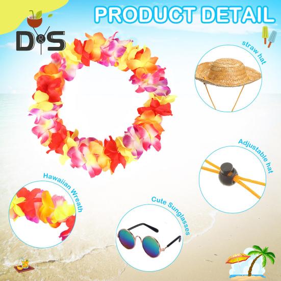 Летние наряды для крыльца гуся, гавайская соломенная шляпа леи, солнцезащитные очки, праздничный костюм для отпуска, пластиковая статуэтка гуся 23"/17", украшение для лужайки и патио