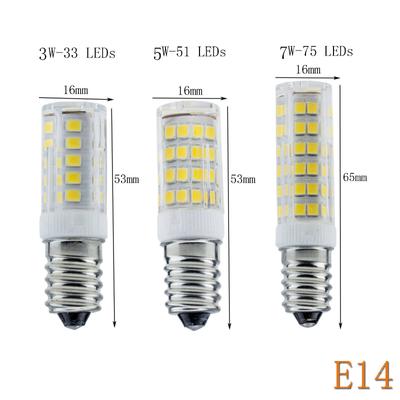 10 шт. E14 Мини Кукурузная Лампа AC 220В 2835 SMD Лампы 3 Вт 5 Вт 7 Вт 33LED 51LEDS 75LEDs Для Люстры Точечный Свет Холодильник Рефрижераторные Лампы