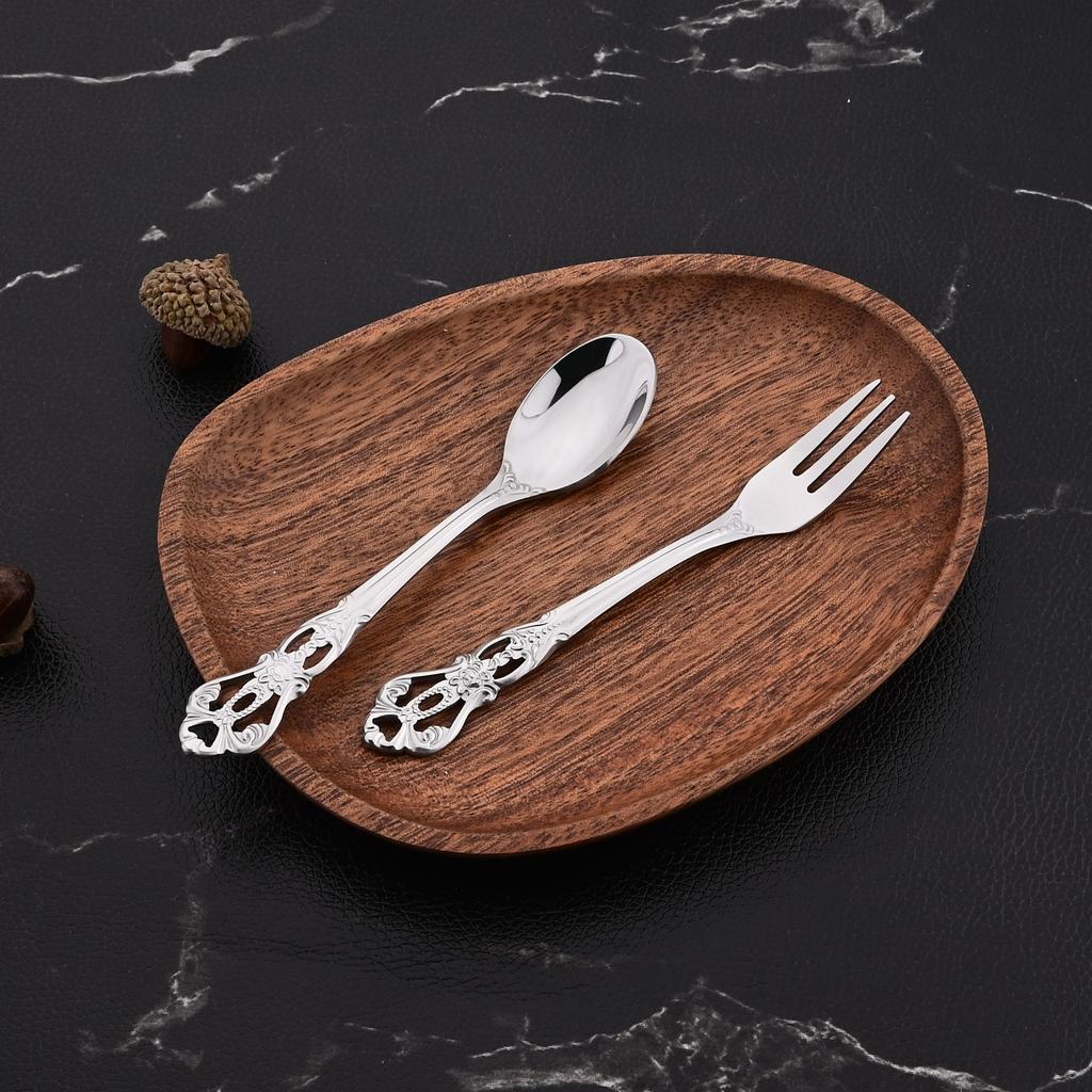 16 шт., чайная ложка из нержавеющей стали и набор вилок для фруктов, послеобеденный чай, маленькая десертная ложка, вилка, кухонная посуда, посуда в западном стиле