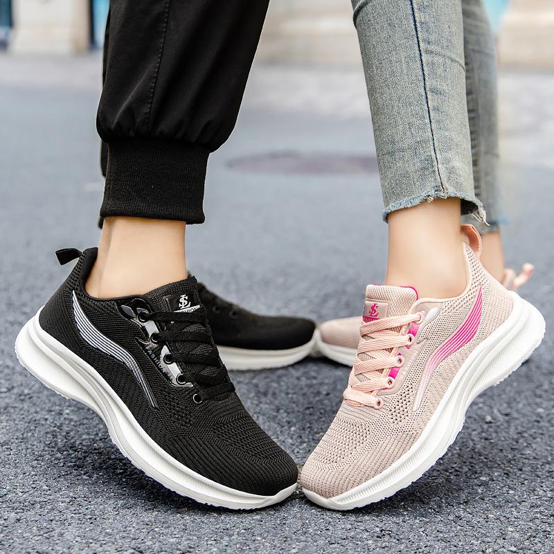 Fly-knit shoes autumn new comfortable and breathable casual shoes mesh low-top color-blocking sports shoes
