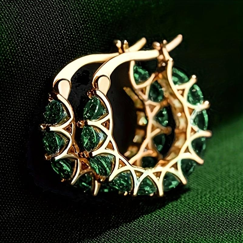 Exquisite Zircon Inlaid Circle Hoop Earrings for Women, Engagement Banquet Daily Wear Fashion Jewelry, Sparkly Gift for Her