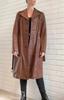 Brown Long Women's Trench Coat Genuine Soft Lambskin Leather Halloween Stylish