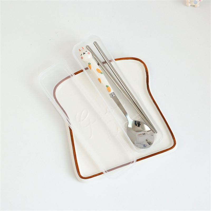 Ложка белая, удобная для переноски, симпатичное украшение, в коробке для удобного хранения, нержавеющая сталь, принадлежности для общественного питания, вилка, набор столовых приборов