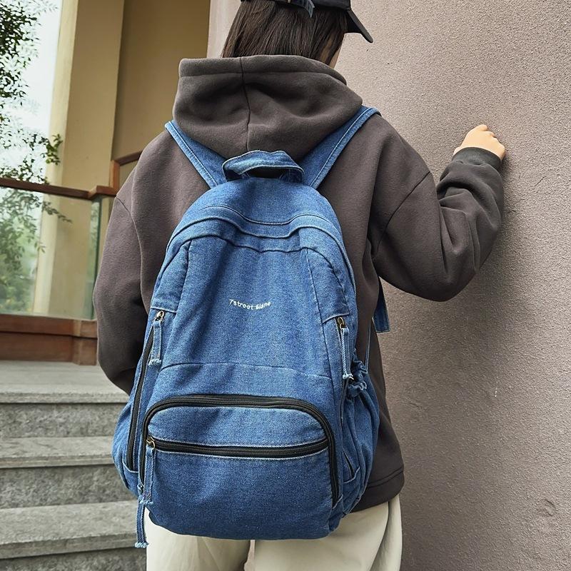 Повседневная школьная сумка из денима, большая вместительная сумка, женская мода, походный рюкзак для шопинга