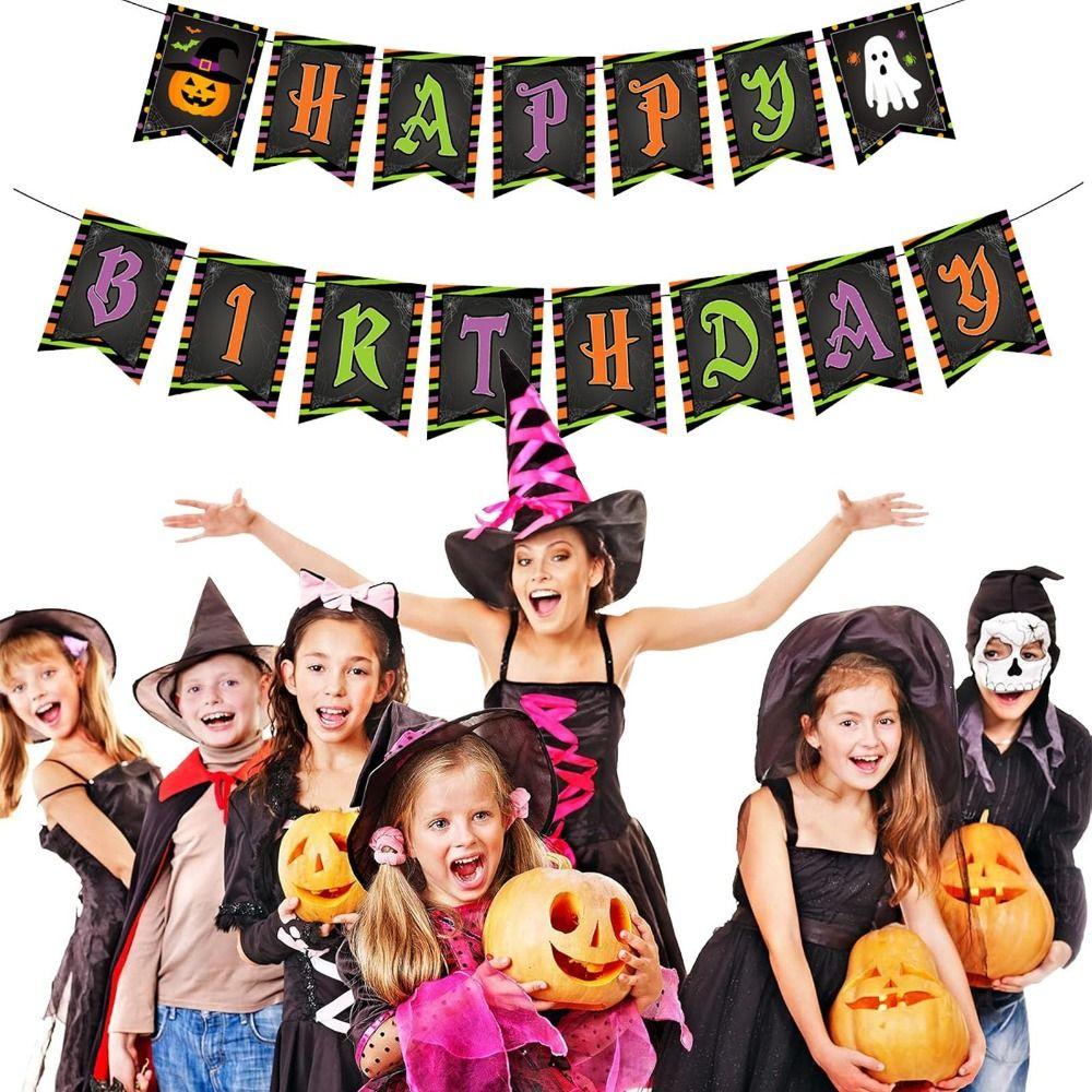 Paper Happy Birthday Banner Cartoon Halloween Birthday Decorations  Birthday Baby Shower