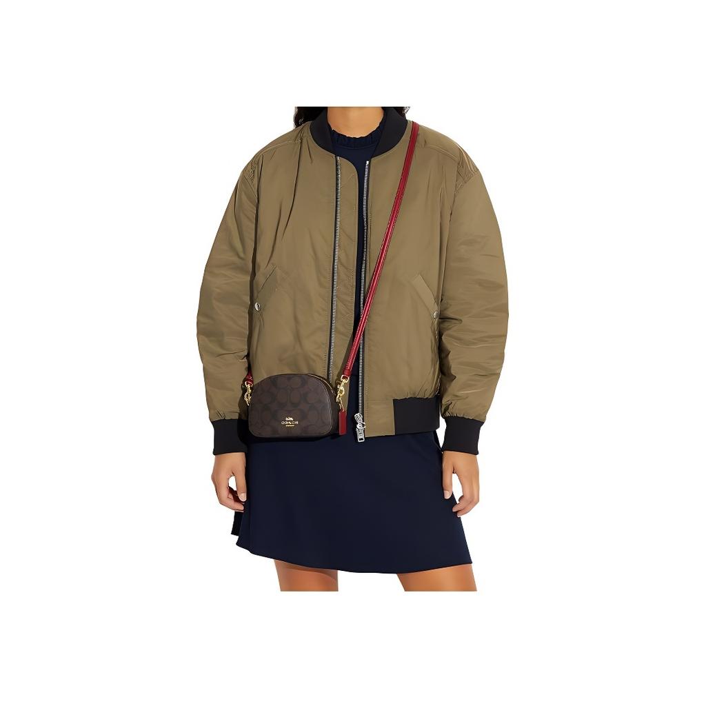 New COACH Serena Signature Coated Canvas With Smooth Leather Crossbody Bag, Shoulder Bag Women's Tan 2628-IMRVQ