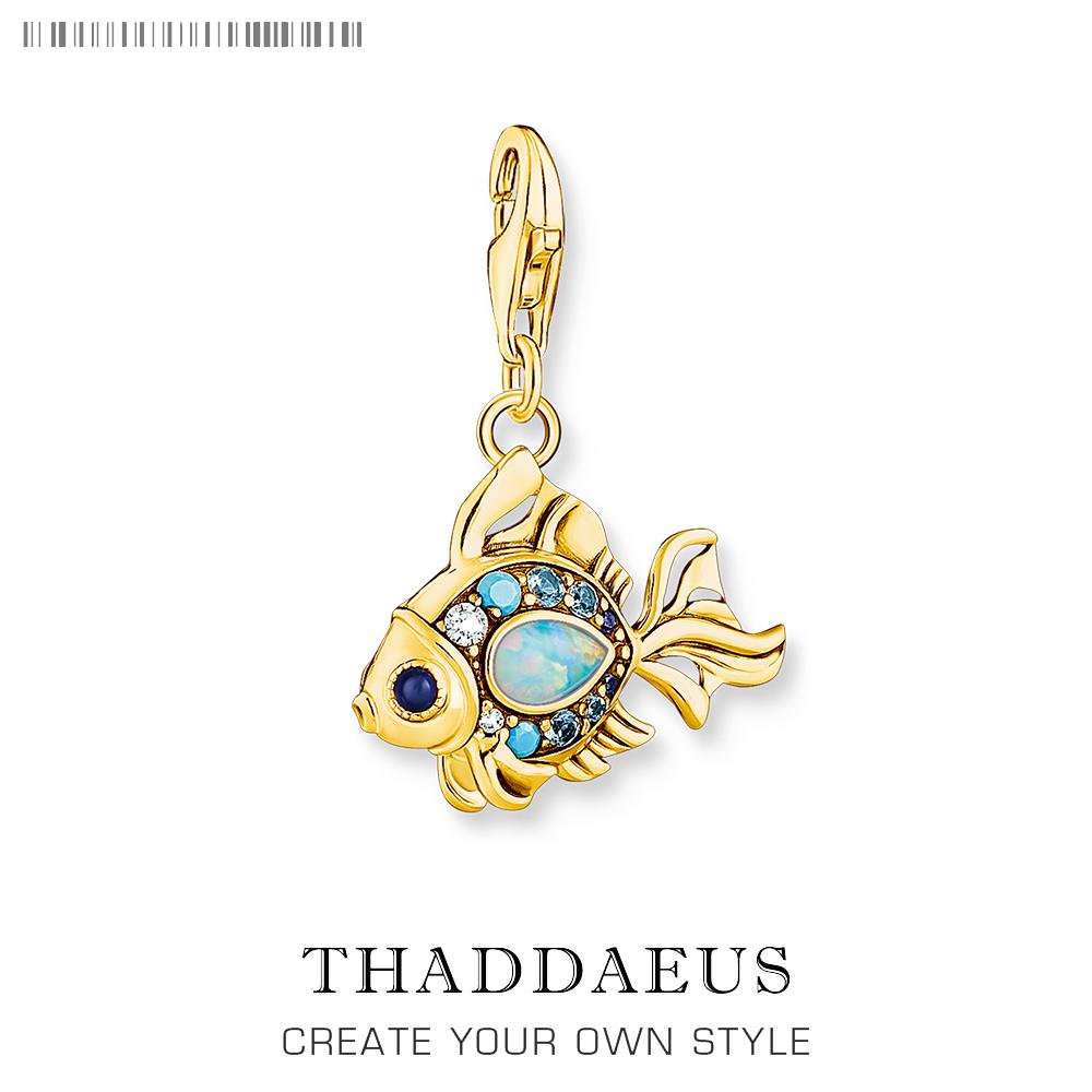 Colourful Fish Gold Plated Pendant Charms DIY Jewelry Summer Cute 100% 925 Silver Gift